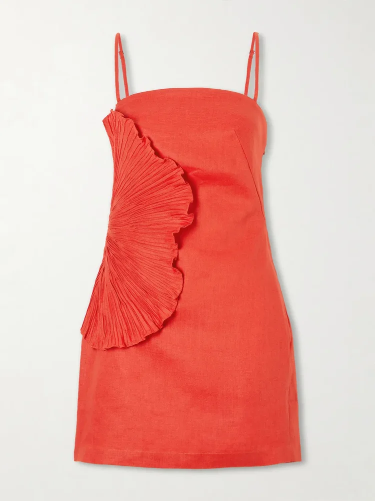 Respiro Lento embellished linen mini dress