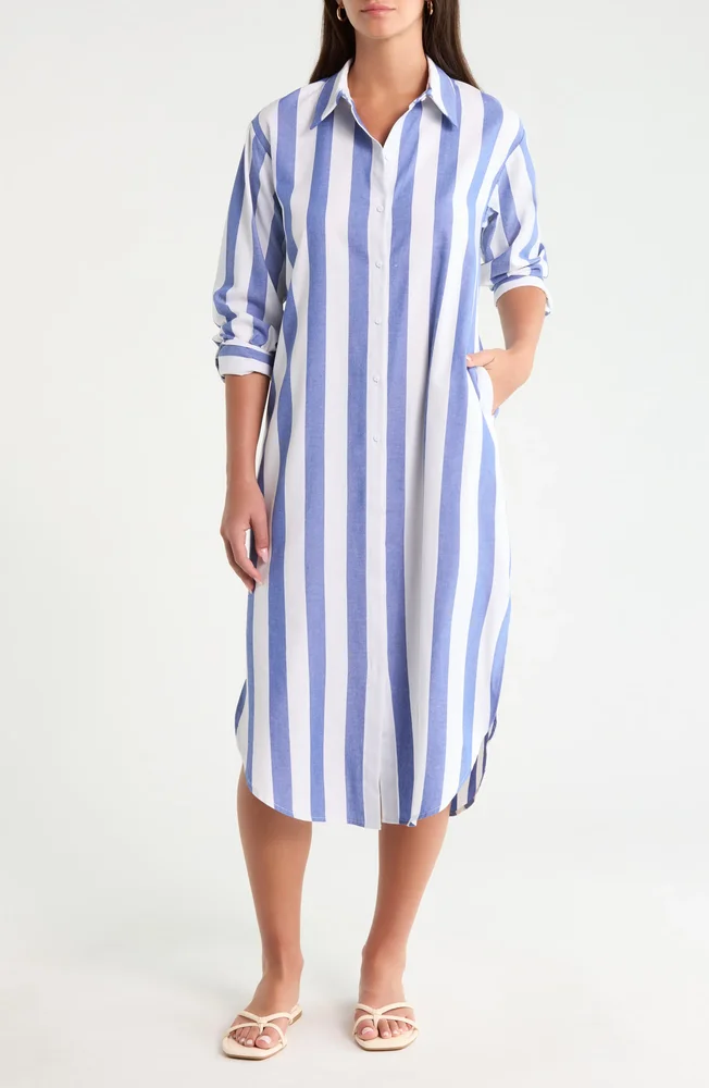 Jordy Stripe Linen & Cotton Shirtdress