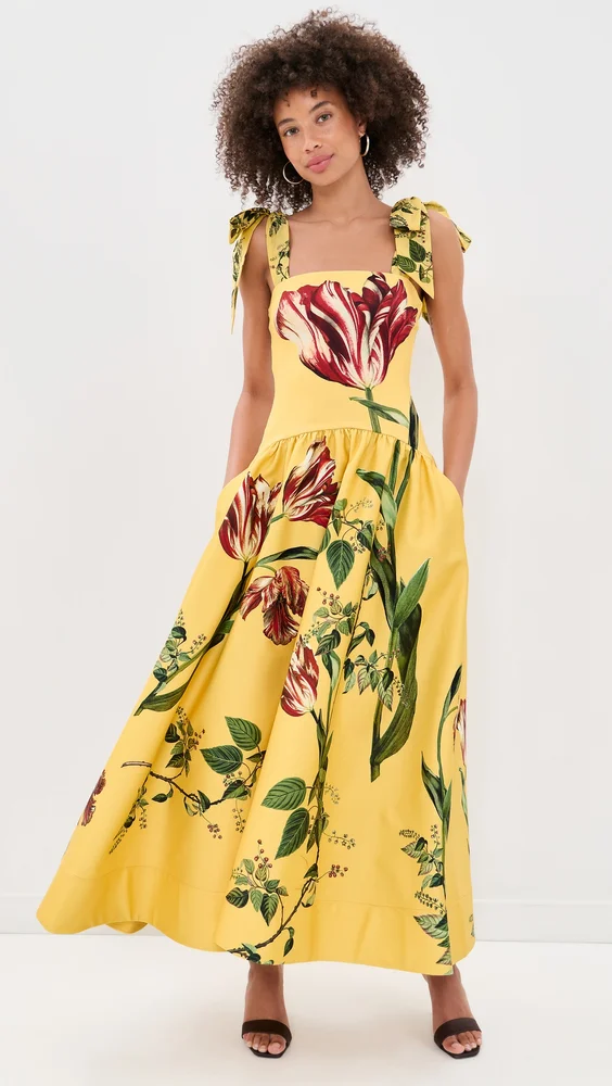 Oriana Tie Strap Drop Waist Midi Dress