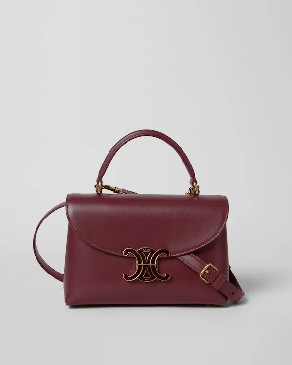 Teen Nino Bag in Smooth Satinated Calfskin with Enamel Closure - Syrah