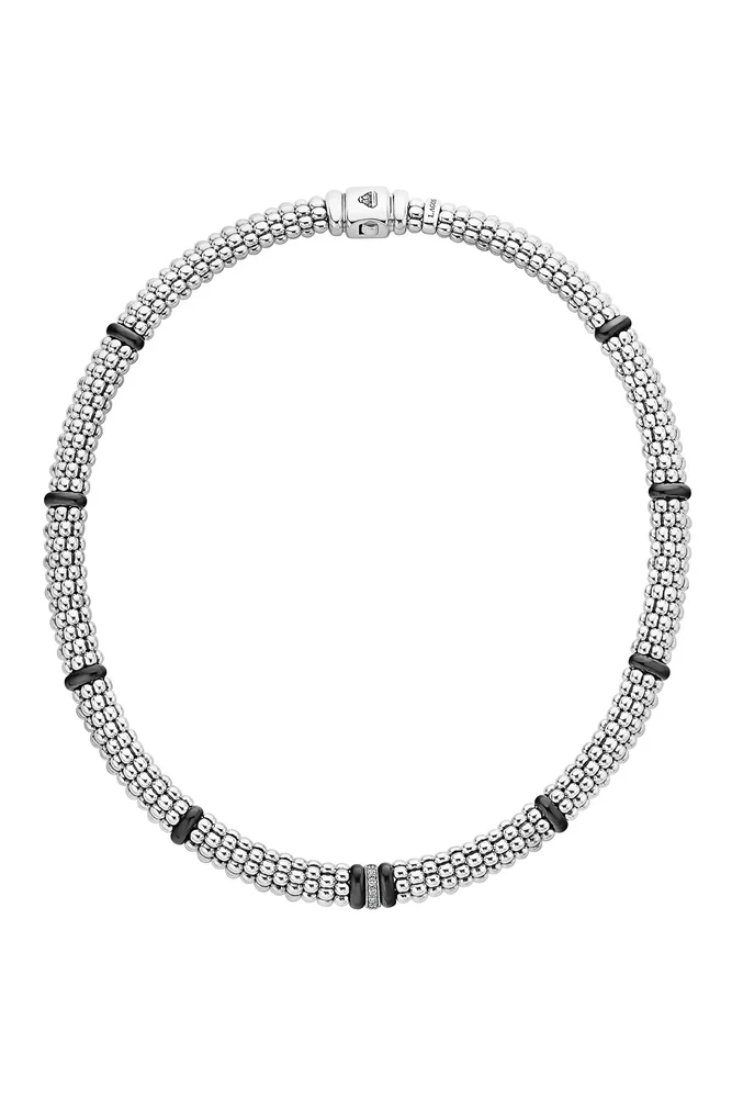 Black Caviar Pavé Diamond Collar Necklace