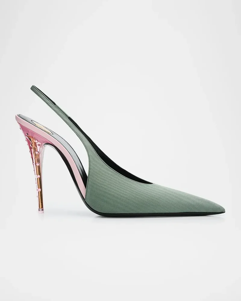 110mm Slingback Pumps in Silk Faille