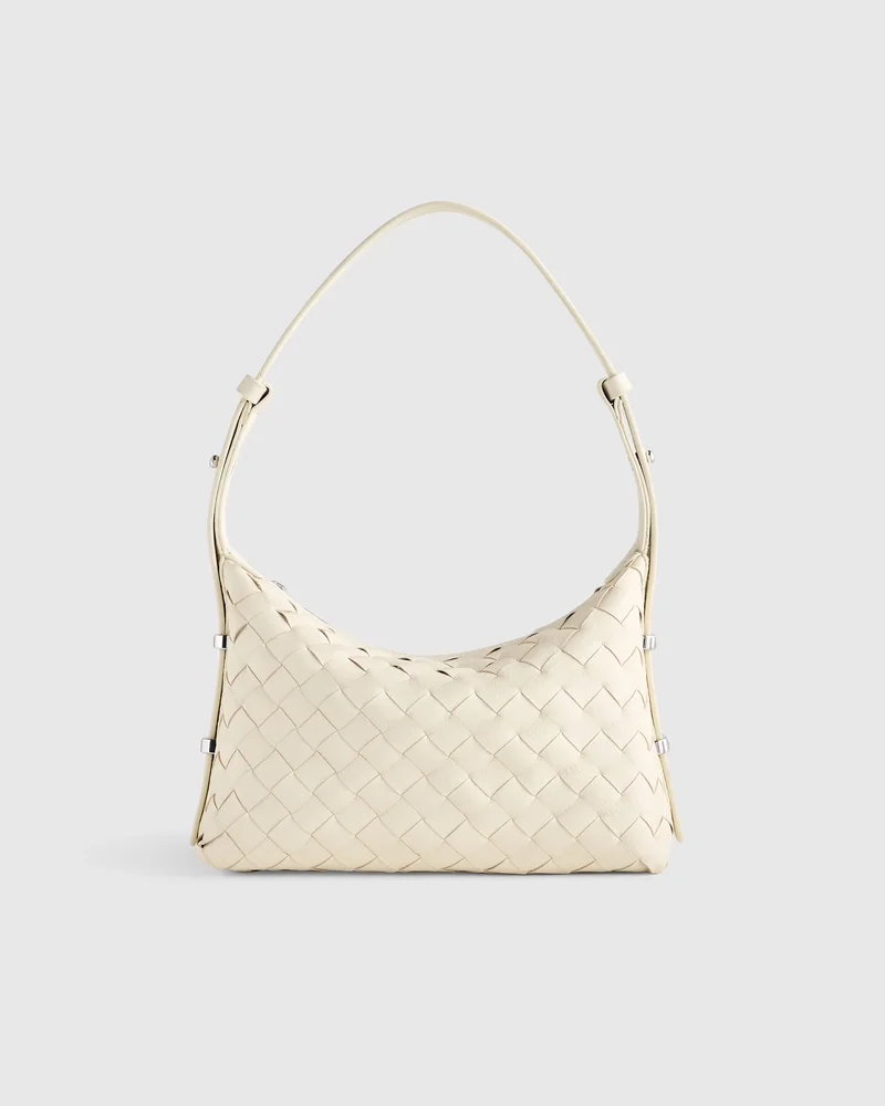 Italian Leather Handwoven Mini Bag in Bone