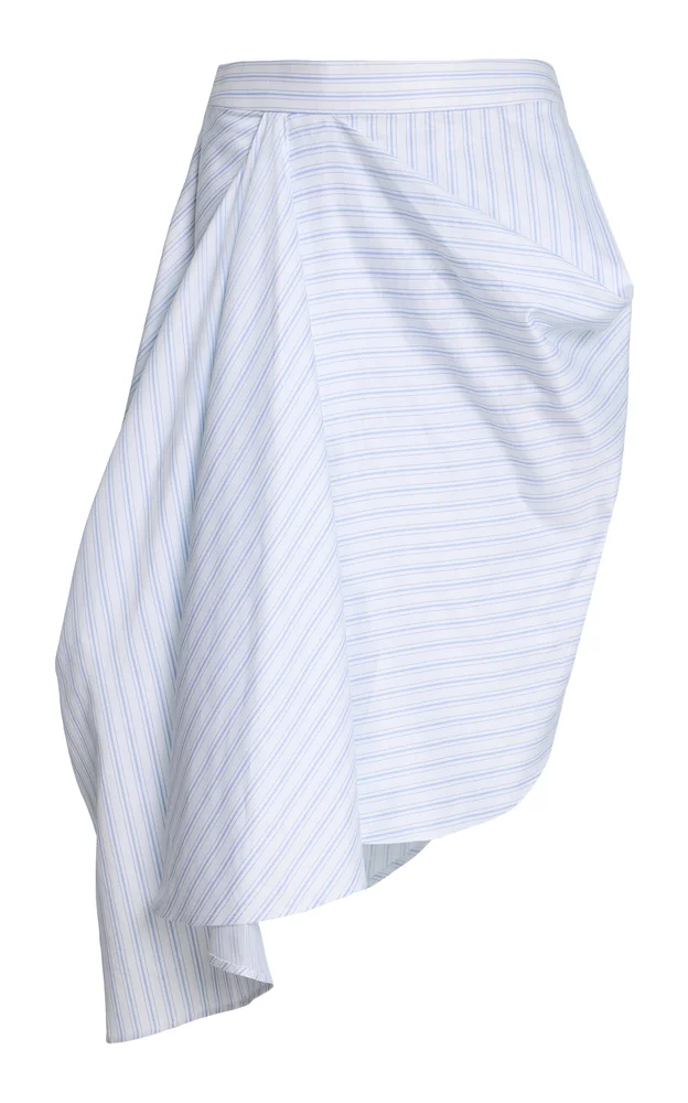 Asymmetric Draped Cotton Midi Skirt