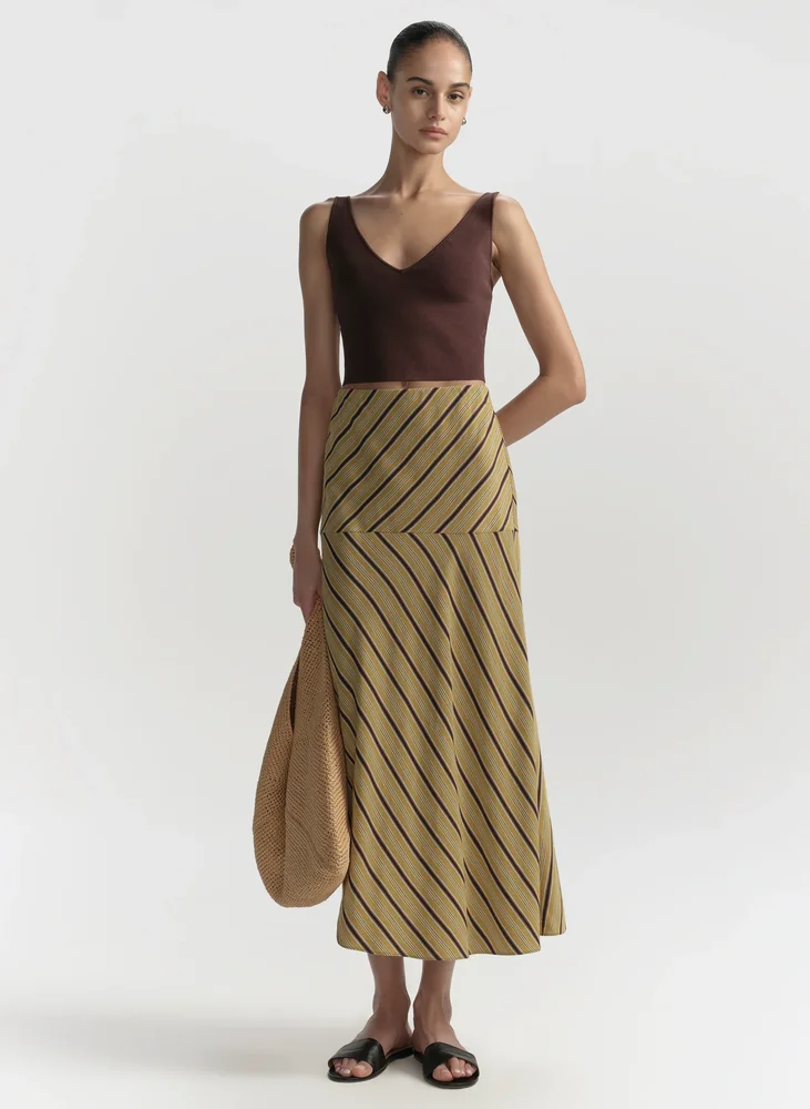 Kara Striped Midi Skirt