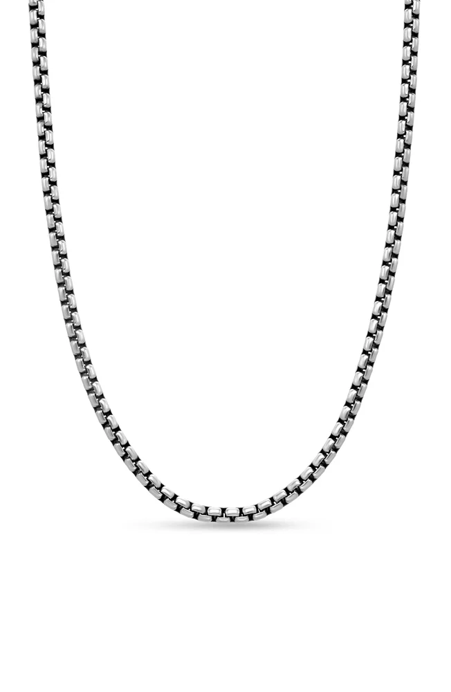 Box Chain Necklace in Sterling Silver with 14K Yellow Gold Accent, 3.6mm
