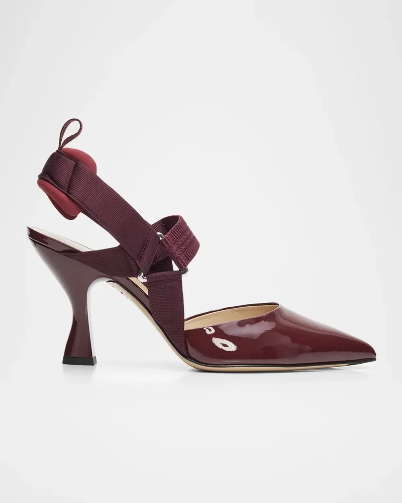 85mm Vernice Patent Leather Slingback Pumps