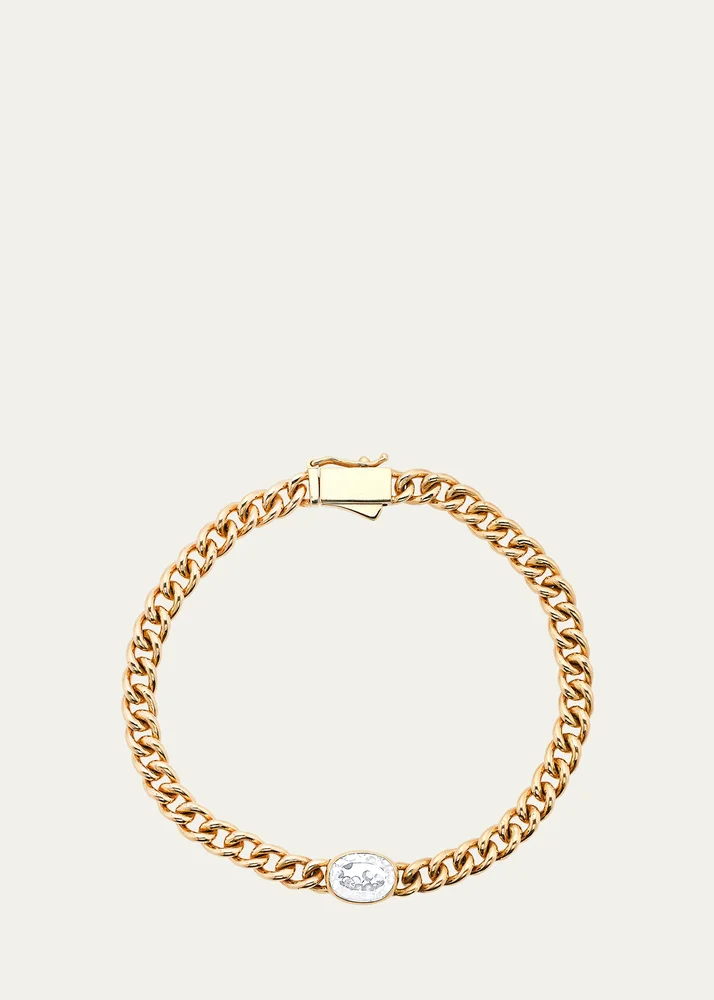 18K Yellow Gold Unidinho Oval Bracelet with Diamonds