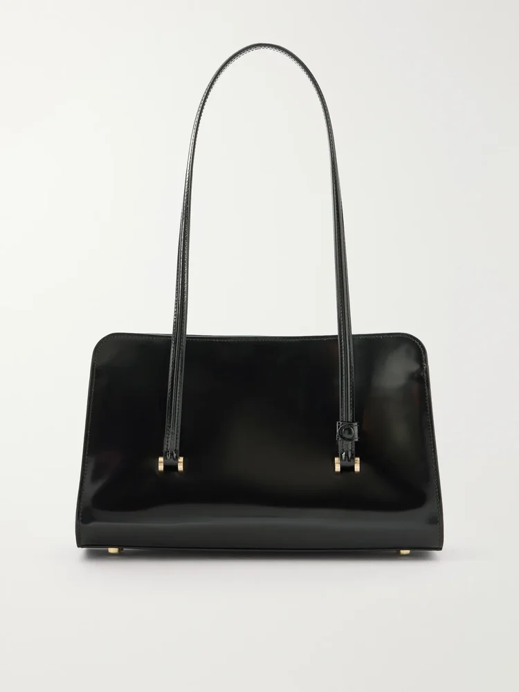 Magazine patent-leather shoulder bag