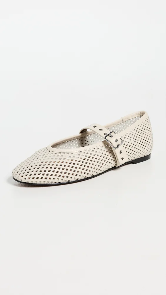 The Remy Mary Jane Flats In Perforated Leather - Vintage Muslin