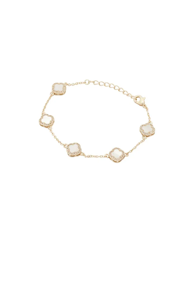 Mini Multi Pave Outlined Colored Clover Bracelet