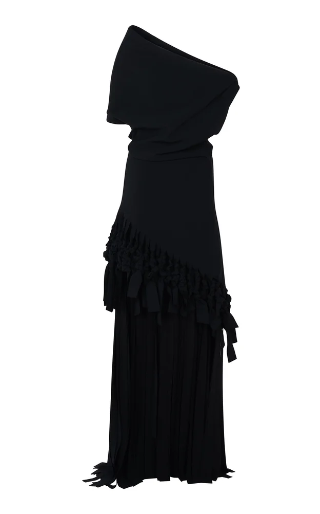 Off-Shoulder Stretch Crepe Maxi Dress