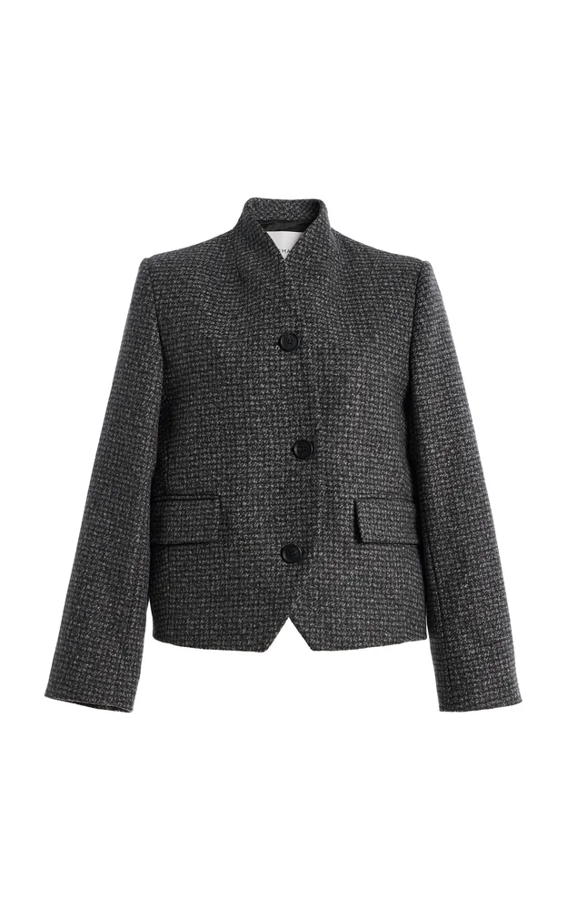 Short Curved Wool-Blend Jacket