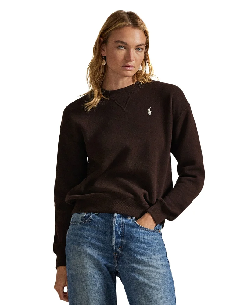 Cotton Blend Fleece Crewneck Sweater