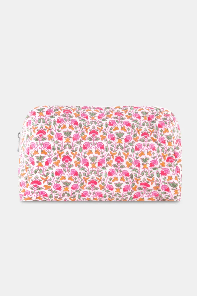 Garden Gate Floral Quilted Makeup Bag