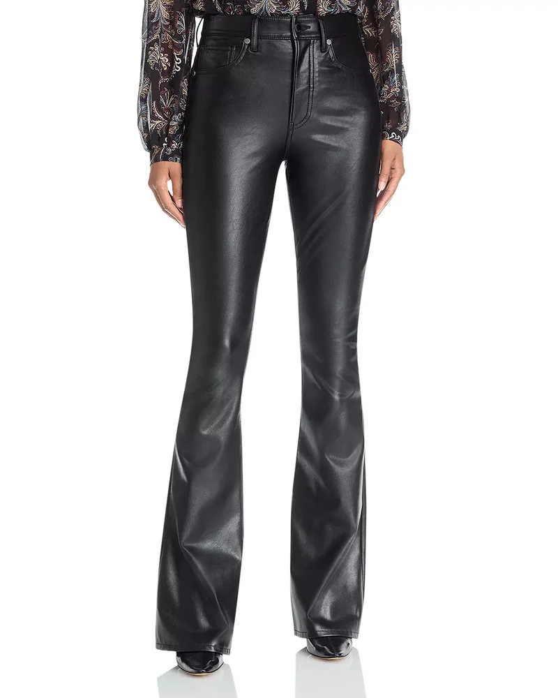 Beverly Faux Leather High Rise Jeans in Black