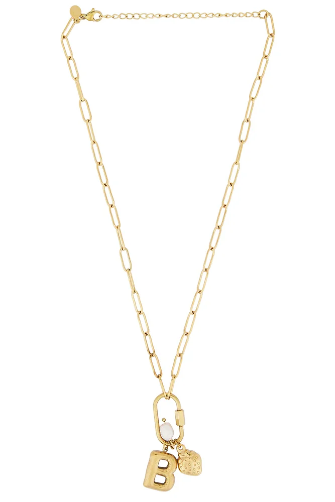 Carabiner Initial Charm Necklace