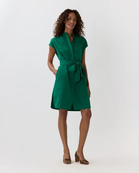shopmashburn.com Atelier Shirtdress Evergreen Nylon Faille