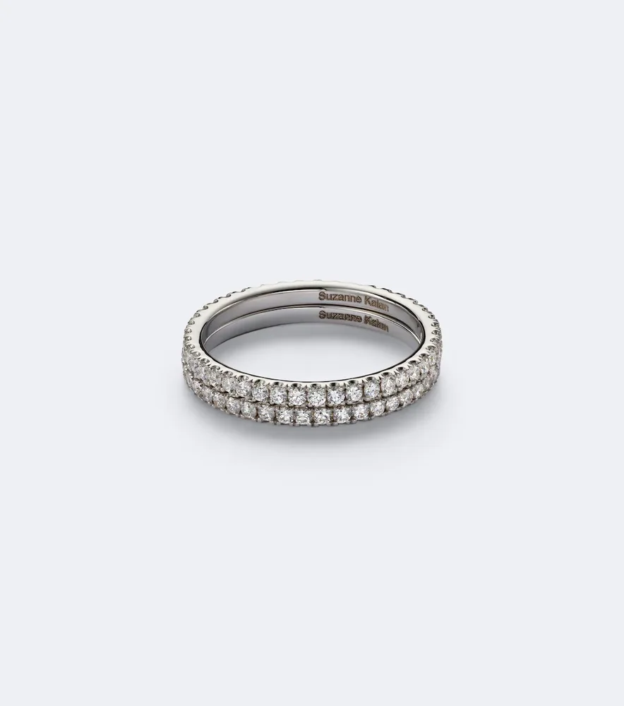 Midi 18kt white gold tech ring jackets with diamonds