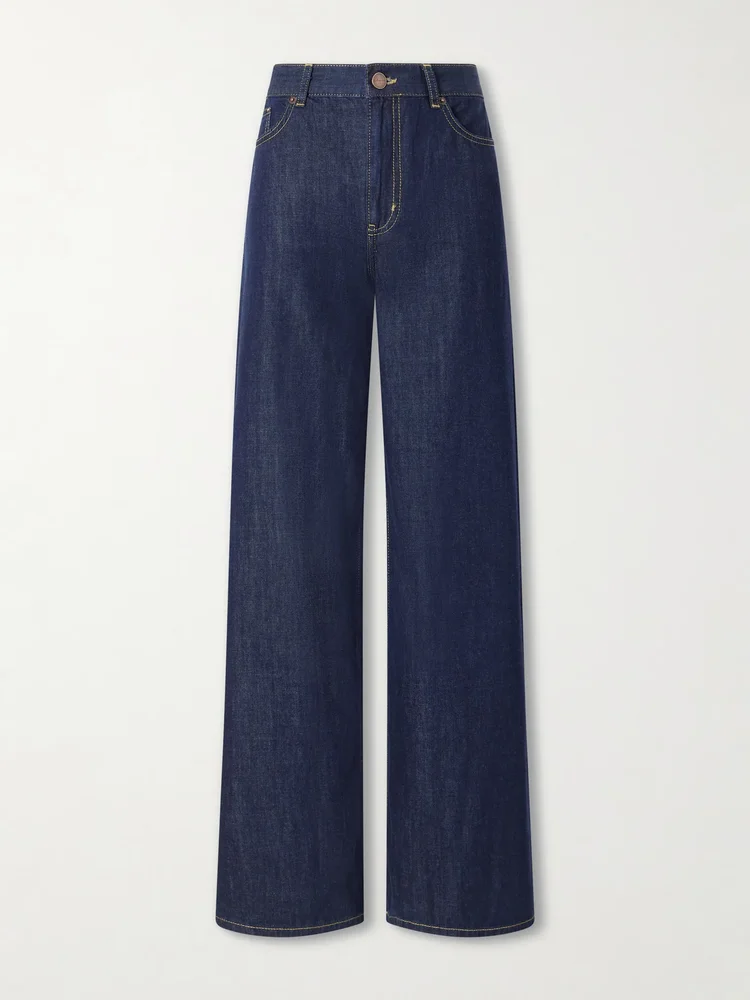 Isadora cotton-chambray wide-leg jeans