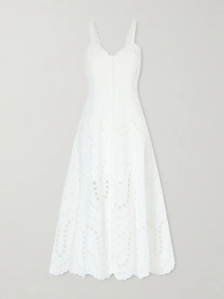 Solace broderie anglaise cotton-blend midi dress