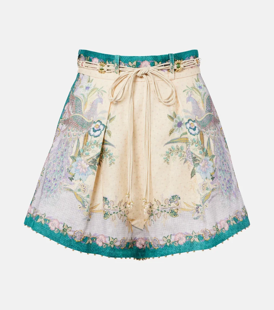 Indra printed linen shorts