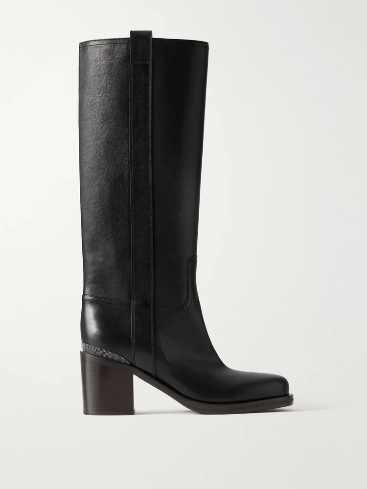 Leather knee boots