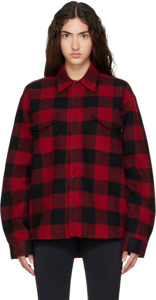 Red Padded Flannel Overshirt