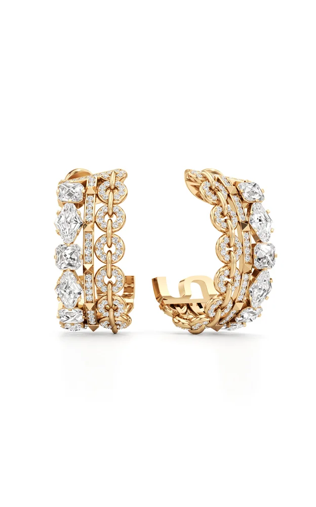 Armor 18K Yellow Gold Diamond Hoop Earrings