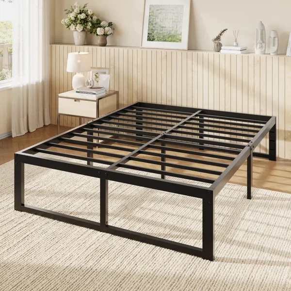 14 Inch Metal Platform Bed Frame with 4000LBS Heavy Duty Steel Slats Support