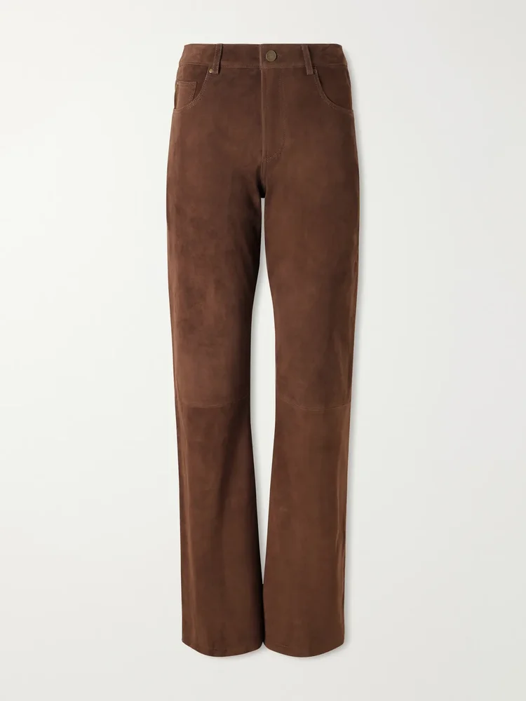 Jean suede straight-leg pants