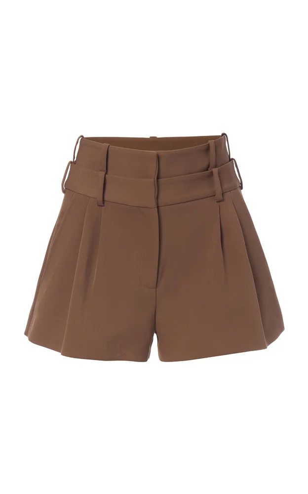 Double Waistband Crepe Mini Shorts