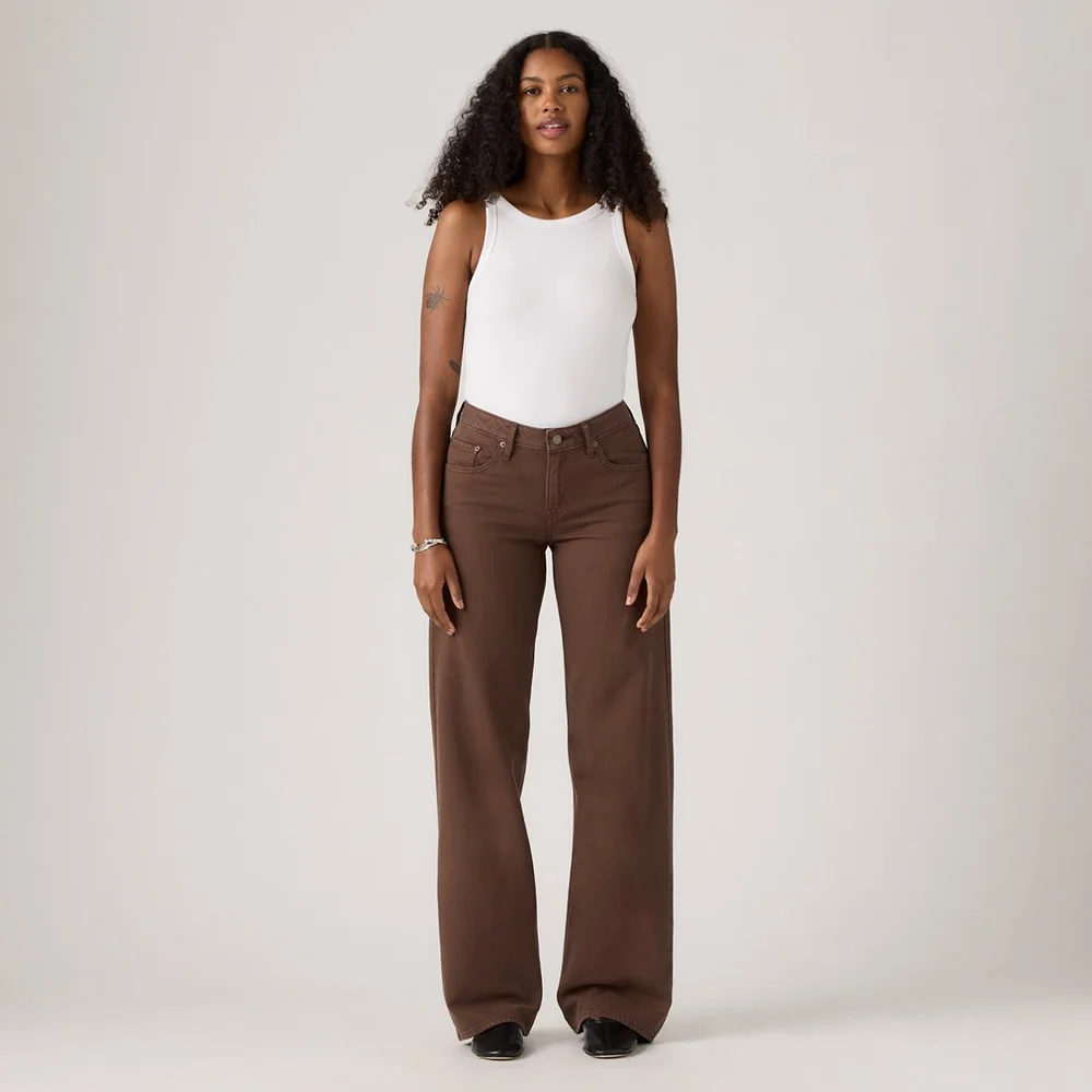 Low Loose Jeans in Washed Bracken, Brown