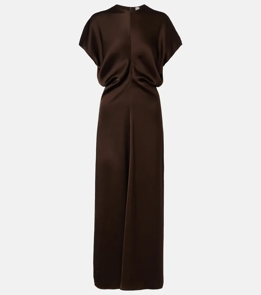 Draped satin maxi dress