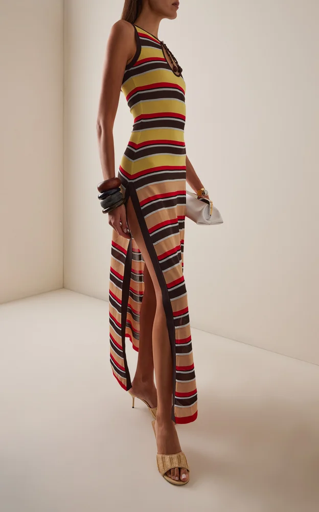 Striped Keyhole Maxi Dress