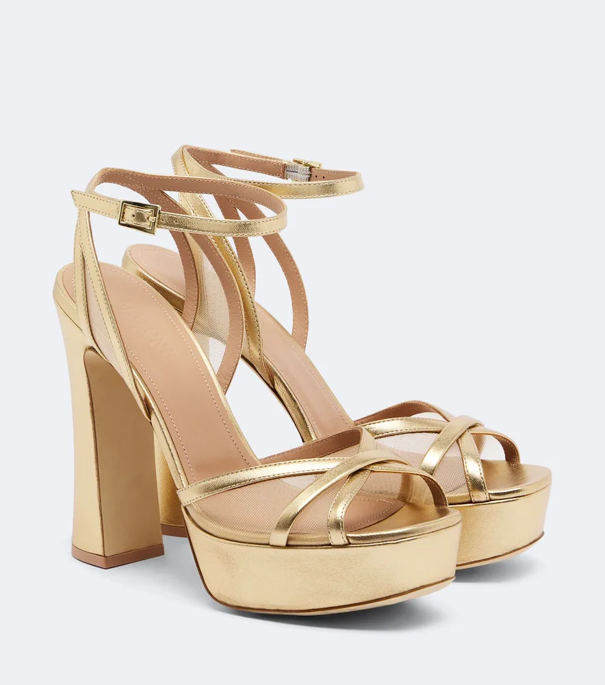 Sylvie leather and mesh platform sandals
