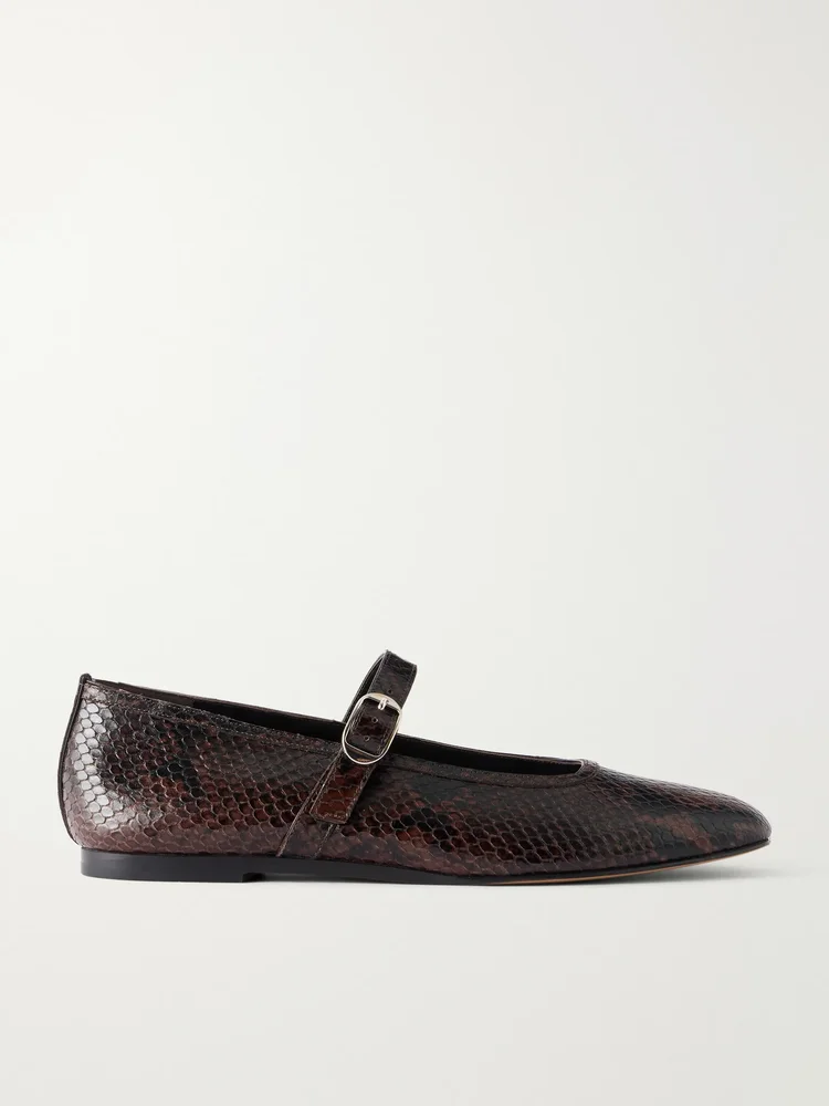Mary Jane snake-effect leather ballet flats