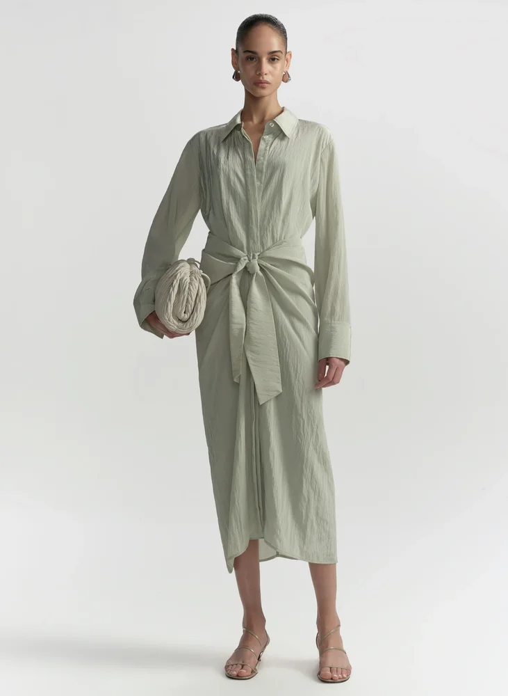 Mila Washed Taffeta Midi Shirtdress