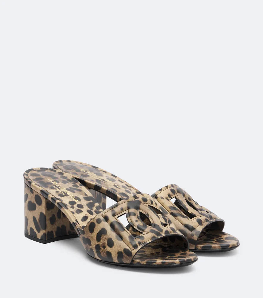 DG leopard-print leather mules