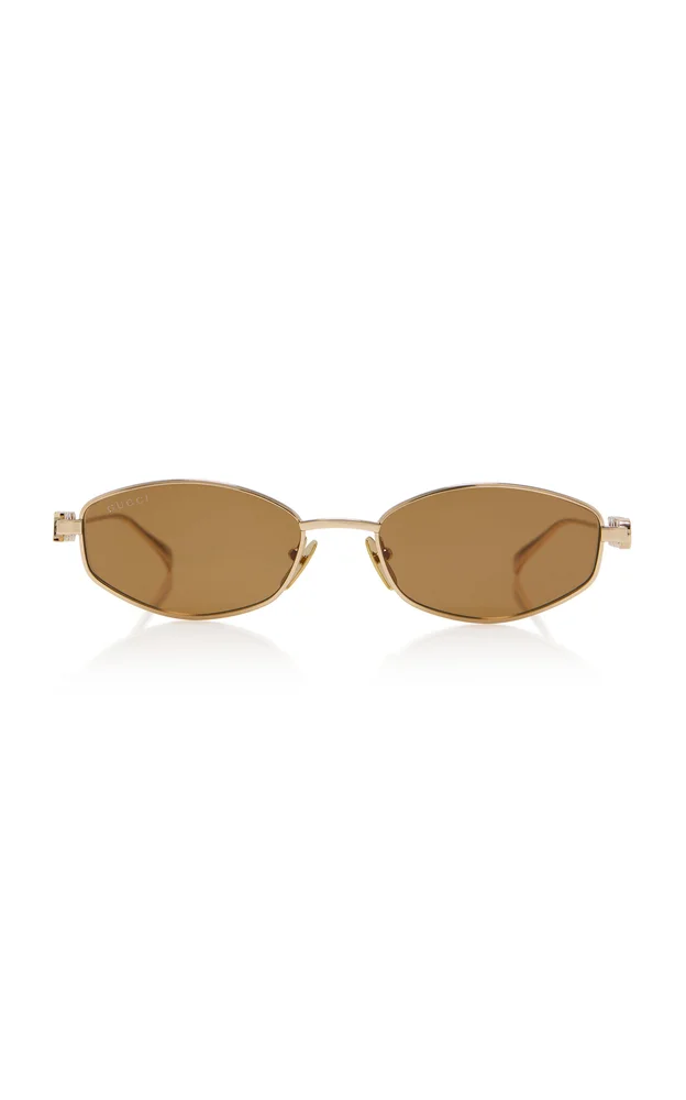 Oval-Frame Metal Sunglasses