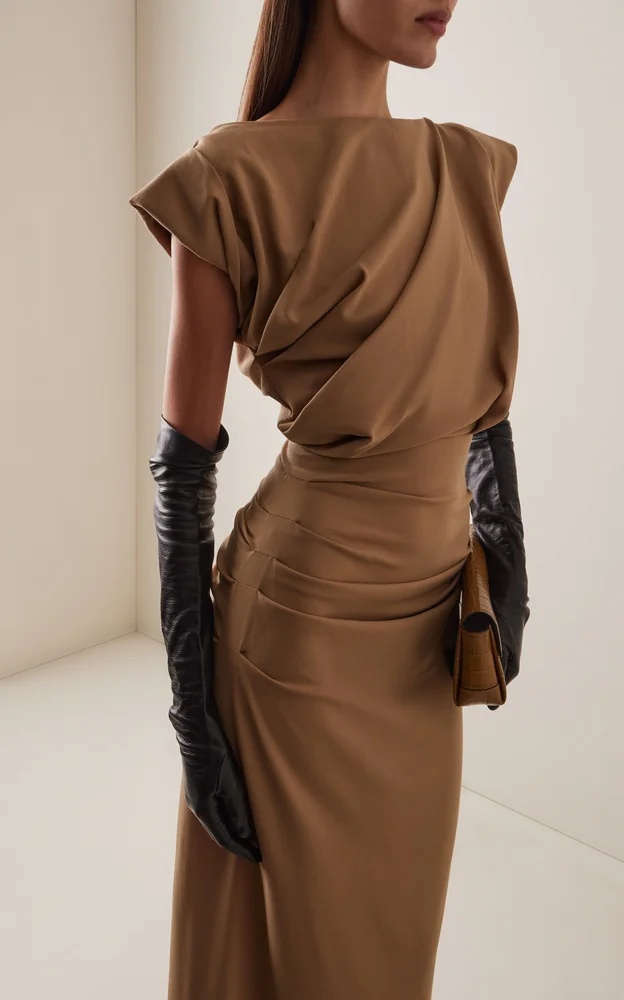 Michael Kors Collection Draped Wool-Blend Maxi Dress