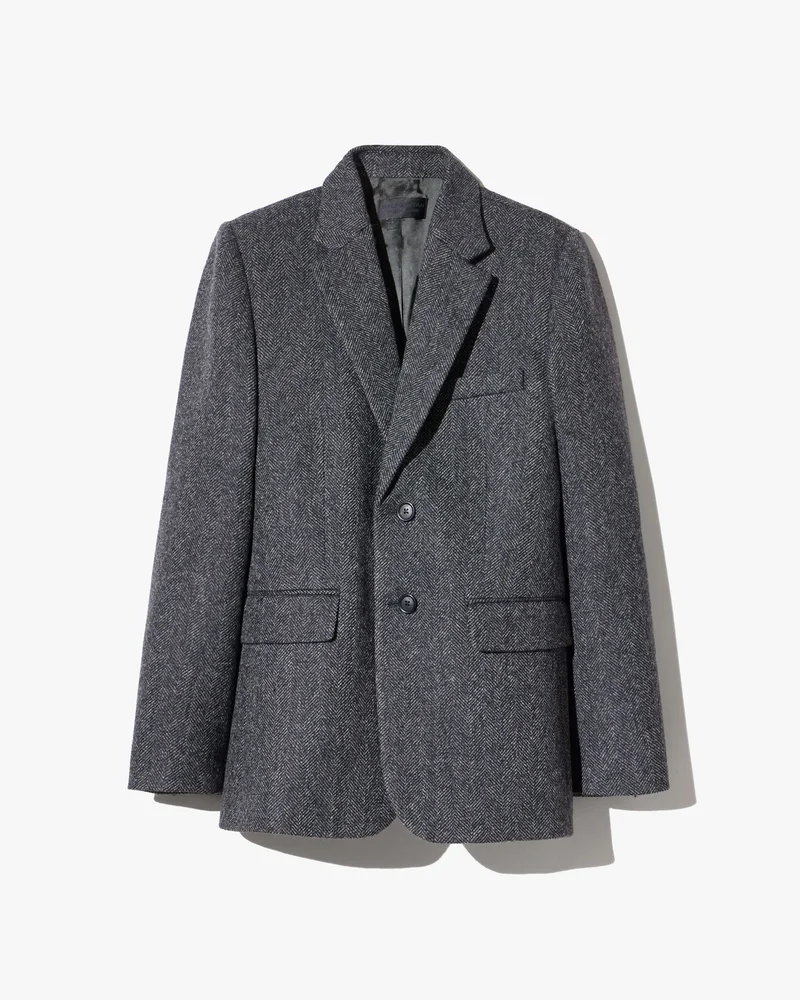 Romain Boyfriend Jacket in Dark Charcoal Herringbone