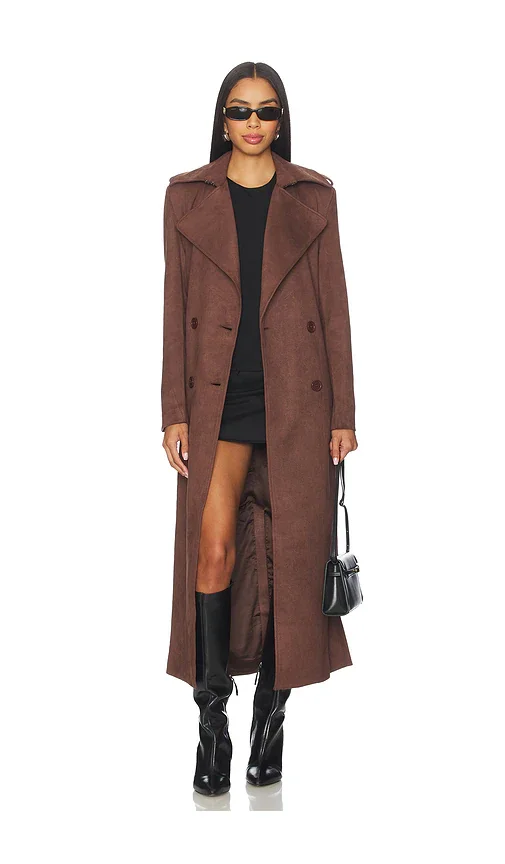 Kira Faux Suede Trench Coat