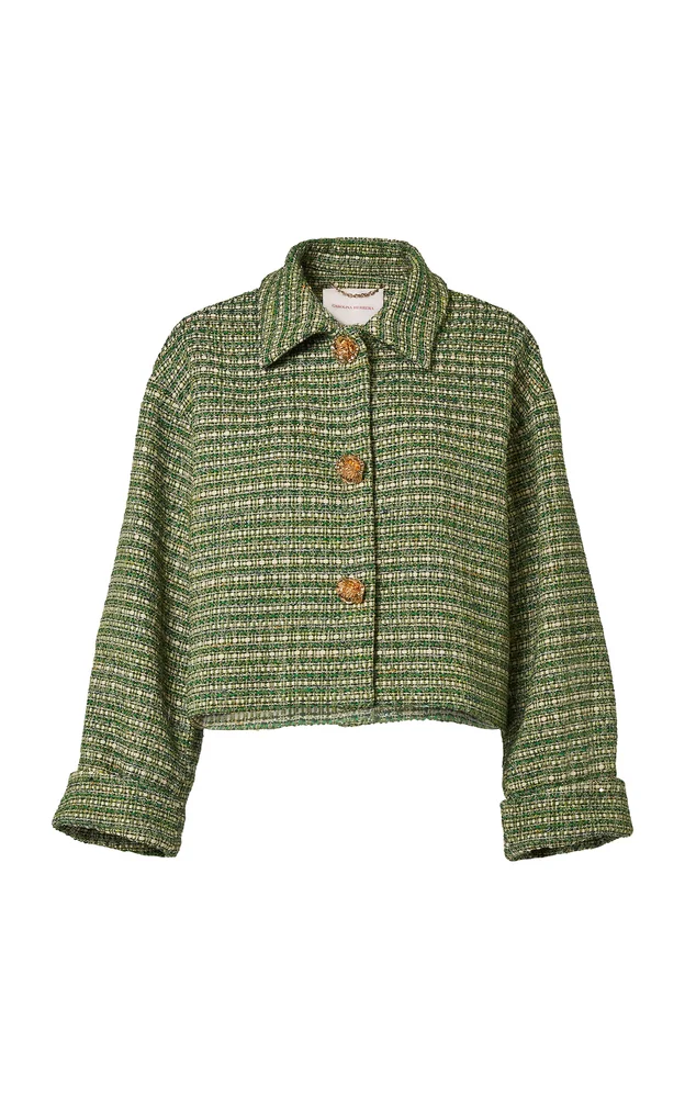 Cropped Cotton-Blend Tweed Jacket