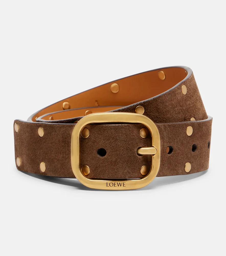 Studded suede belt