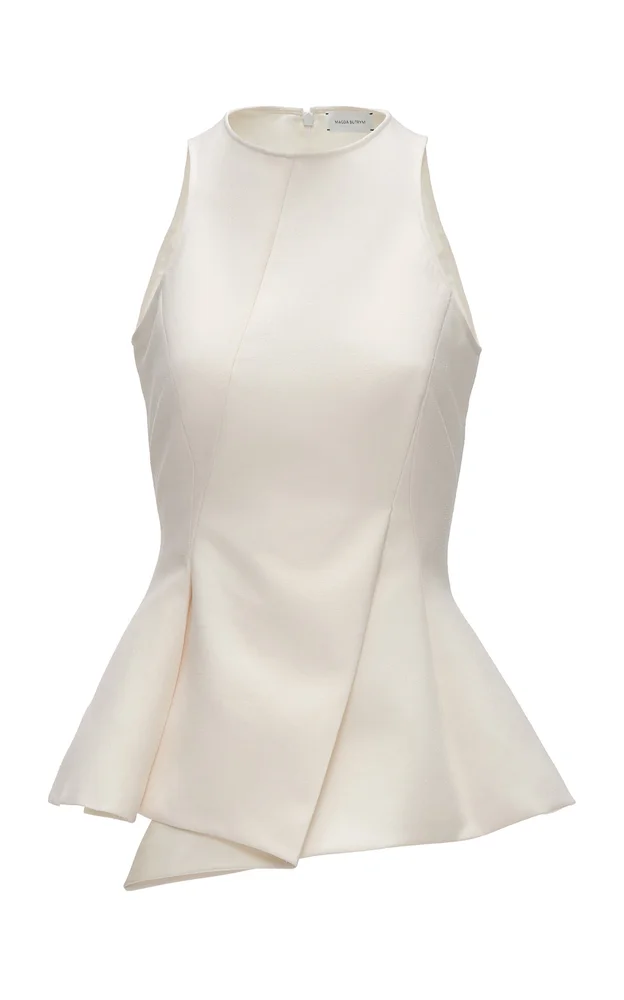 Asymmetric Wool-Blend Peplum Top
