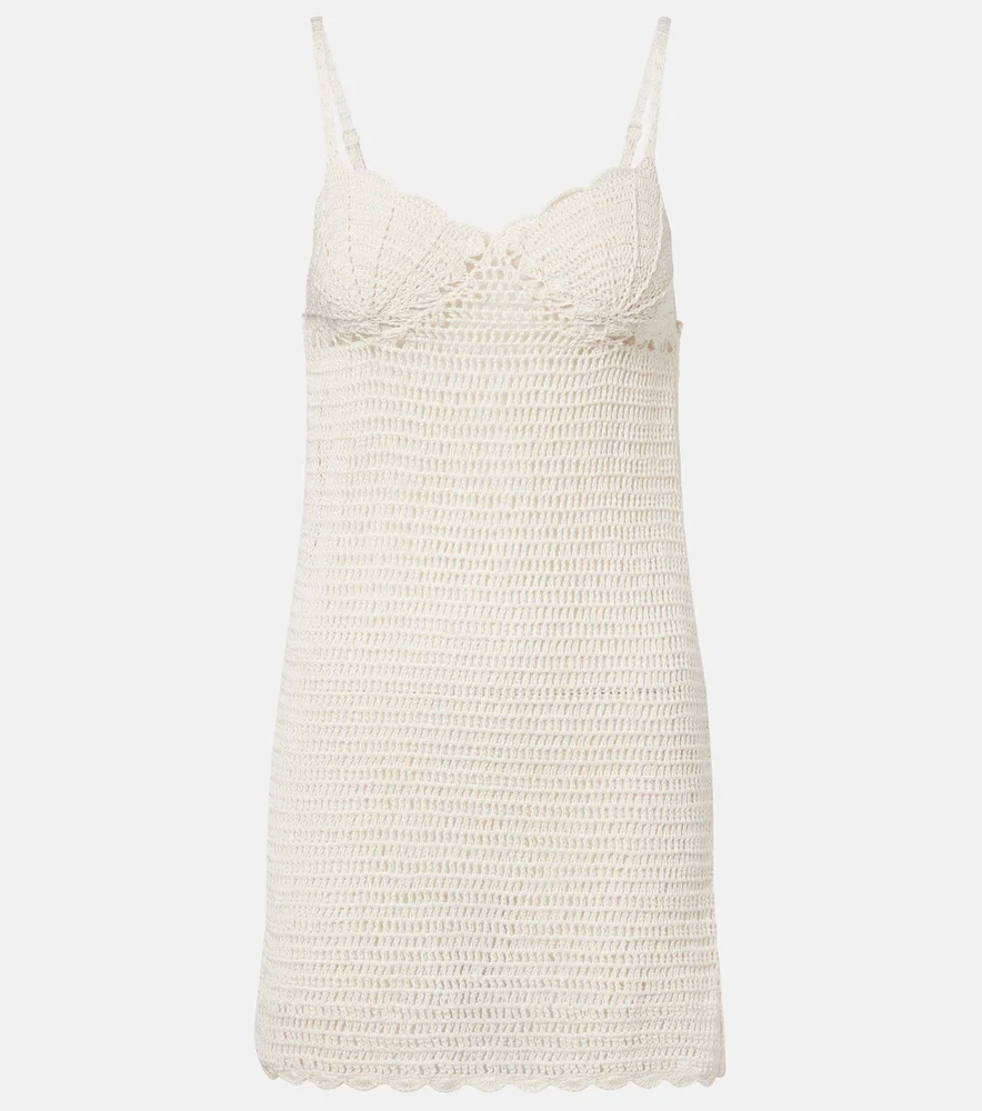 Crochet scalloped cotton minidress