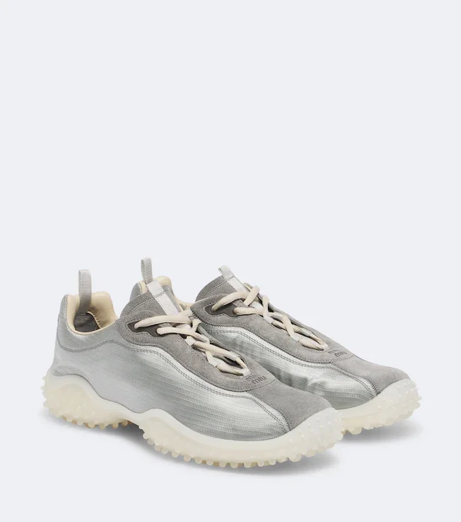 Bubble suede-trimmed sneakers