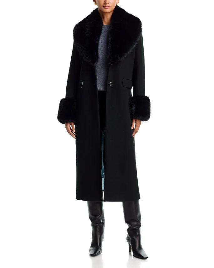 Long Coat with Faux Fur Trim - Exclusive