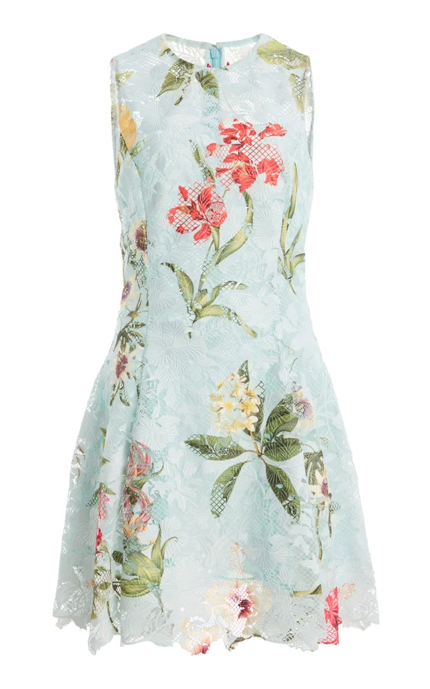 Floral-Printed Lace Mini Dress